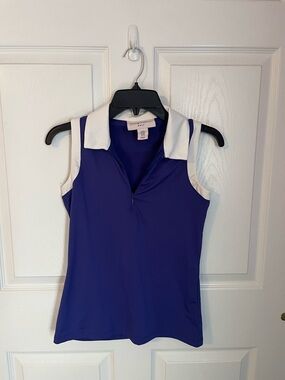 Tommy Bahama Golf Sleeveless Polo Top - Purple with White Collar